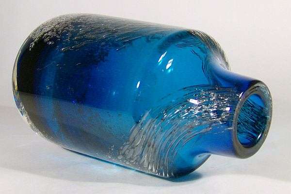 LARGE COBALT BLUE WITH AIR BUBBLES : A 70s BEAUTY DESIGNED BY HEINRICH LOFFELHART FOR SCHOTT ZWIESEL