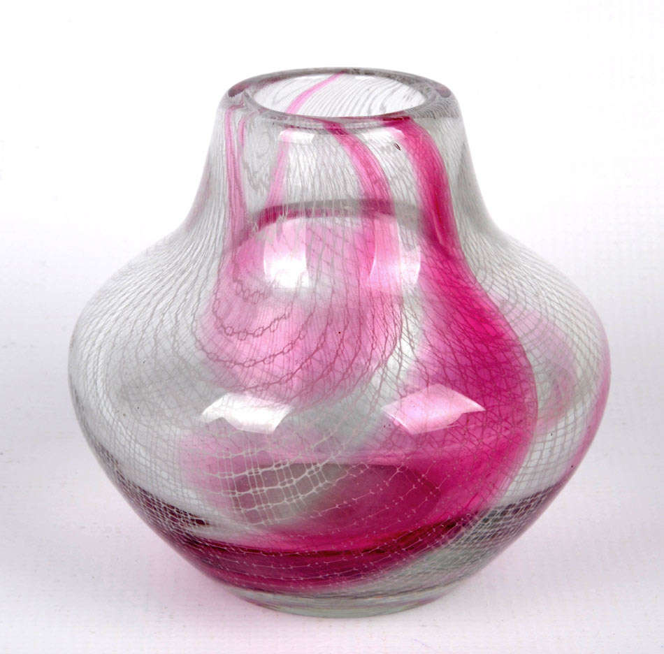 *A RARE 1955 CZECH HARRACH 'HARRTIL' VASE WITH WOVEN FIBRES, DESIGNED BY MILOS PULPITEL &  SCHWEDLER