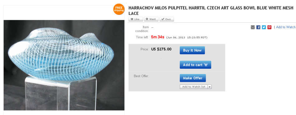 *A RARE 1955 CZECH HARRACH 'HARRTIL' VASE WITH WOVEN FIBRES, DESIGNED BY MILOS PULPITEL &  SCHWEDLER