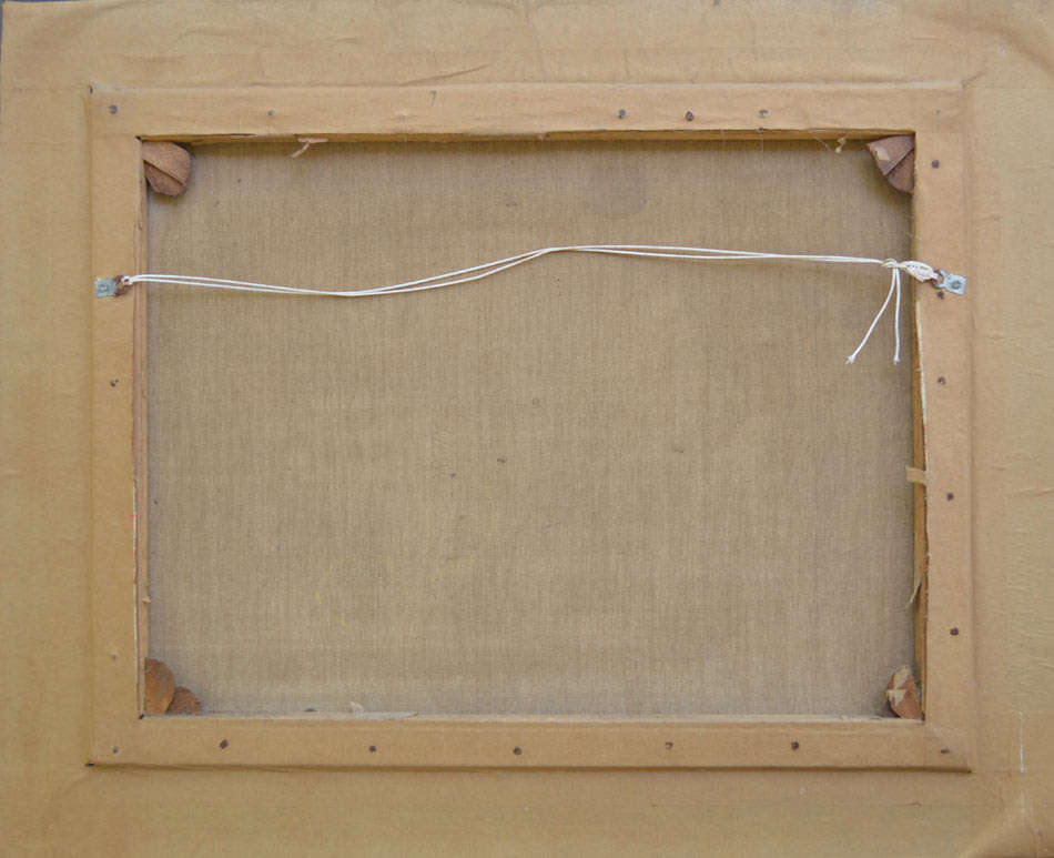 ** LARGE OIL PAINTING: CAPE FISHERMEN REPAIRING THEIR NETS BY SA ARTIST NERINE DESMOND (1908-1993)