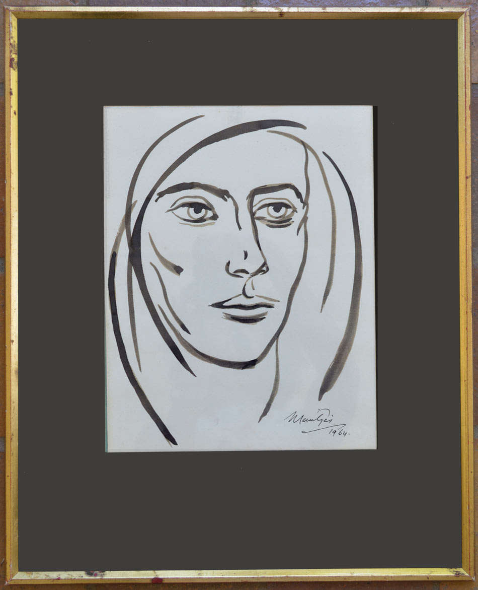 * JOHANNES MEINTJES: ORIGINAL, SIGNED & DATED BRUSH SKETCH OF A MALE FACE : A BEAUTY OF NOTE!!