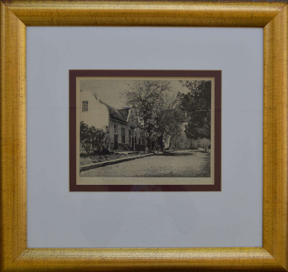 * HM PEMBERTON & ANDRE NAUDE : TWO SIGNED DRY-POINT ETCHINGS TITLED 'VERGELEN, SOMERSET WEST, CAPE')