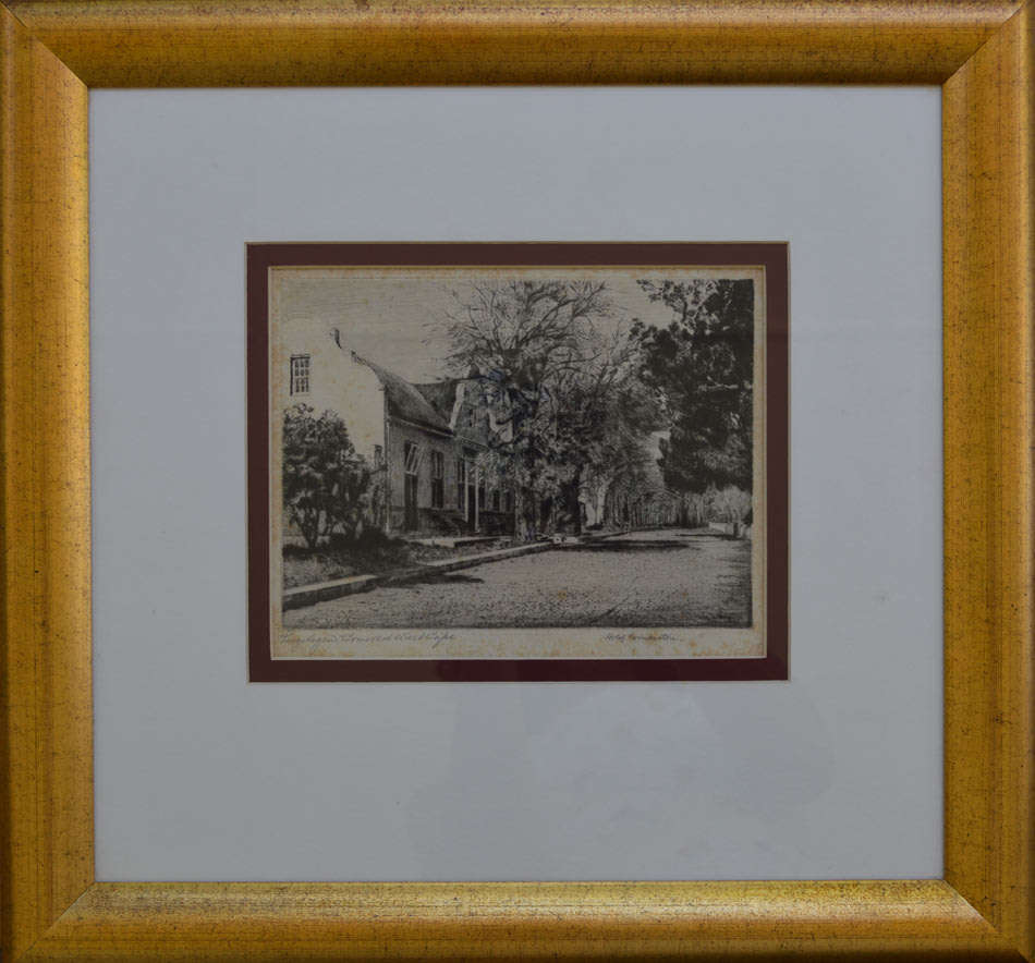 * HM PEMBERTON & ANDRE NAUDE : TWO SIGNED DRY-POINT ETCHINGS TITLED 'VERGELEN, SOMERSET WEST, CAPE')