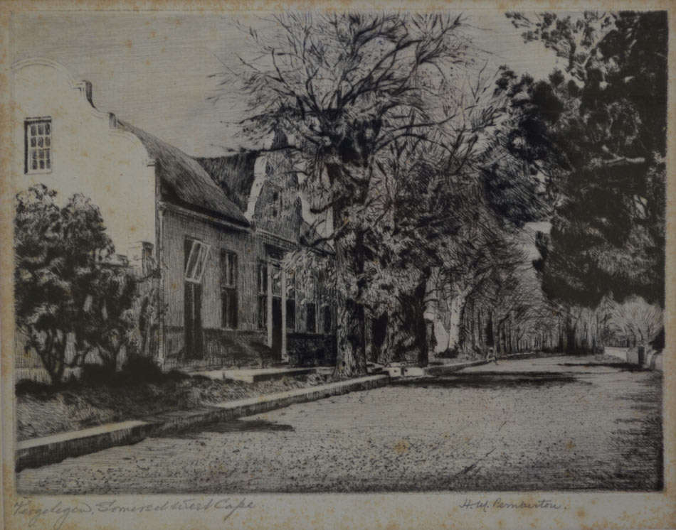 * HM PEMBERTON & ANDRE NAUDE : TWO SIGNED DRY-POINT ETCHINGS TITLED 'VERGELEN, SOMERSET WEST, CAPE')