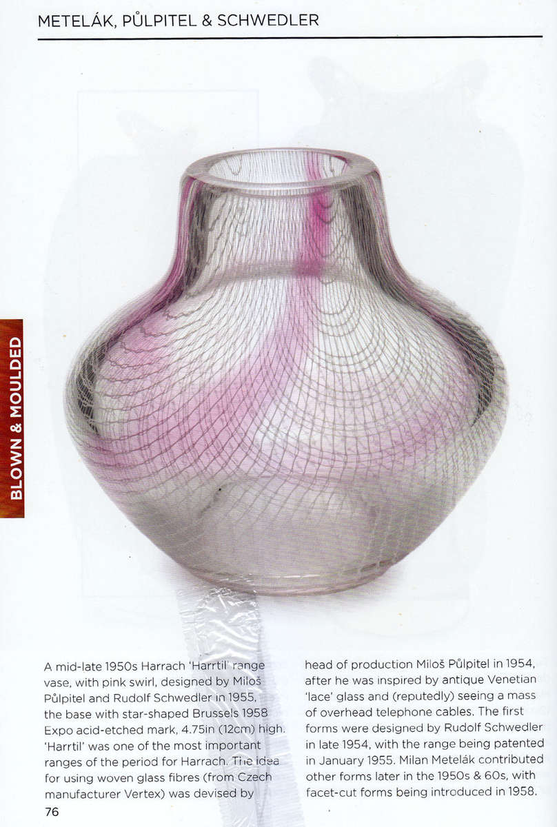 *A RARE 1955 CZECH HARRACH 'HARRTIL' VASE WITH WOVEN FIBRES, DESIGNED BY MILOS PULPITEL &  SCHWEDLER