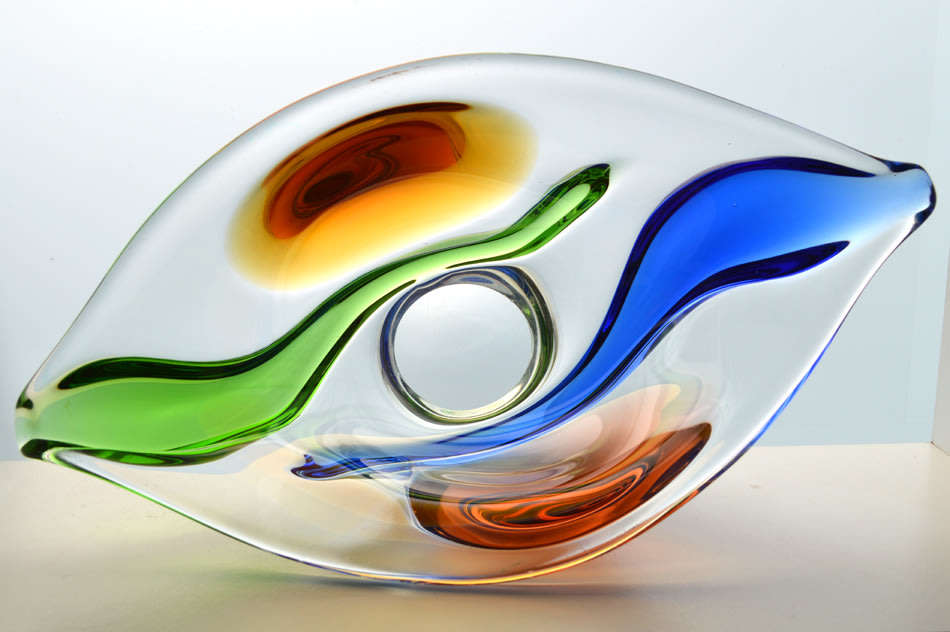 * A MAGNIFICENT & MOST ELEGANT CZECH ART GLASS BOWL DESIGNED BY FRANTISEK ZEMEK FOR MSTISOV