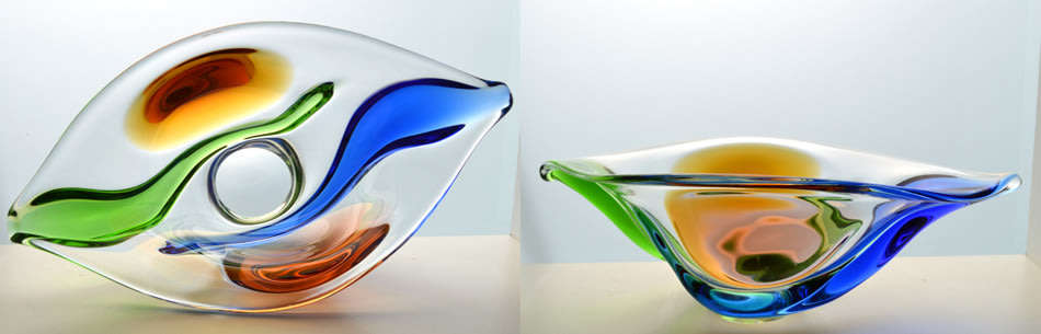 * A MAGNIFICENT & MOST ELEGANT CZECH ART GLASS BOWL DESIGNED BY FRANTISEK ZEMEK FOR MSTISOV