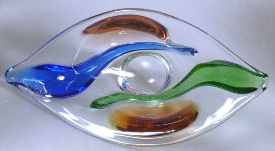 * A MAGNIFICENT & MOST ELEGANT CZECH ART GLASS BOWL DESIGNED BY FRANTISEK ZEMEK FOR MSTISOV