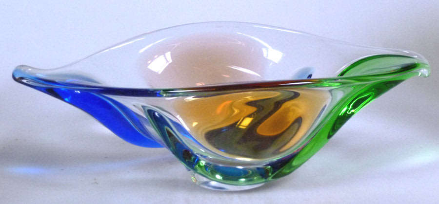 * A MAGNIFICENT & MOST ELEGANT CZECH ART GLASS BOWL DESIGNED BY FRANTISEK ZEMEK FOR MSTISOV