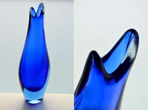 * MAGNIFICENT & VERY RARE MARIA STAHLIKOVA CZECH ART GLASS VASE, DESIGNED FOR SKRDLOVICE IN 1960