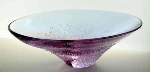 * MOST ELEGANT VIOLET and CLEAR CZECH ART GLASS BOWL, DESIGNED BY PROF MILOSLAV KLINGER (1922-1999)
