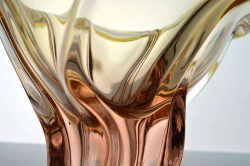 * AMBER & APRICOT CZECH ART GLASS CHRIBSKA BOWL DESIGNED BY PROF JOSEF HOSPODKA