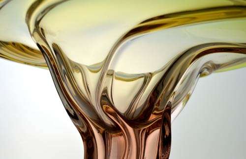 * AMBER & APRICOT CZECH ART GLASS CHRIBSKA BOWL DESIGNED BY PROF JOSEF HOSPODKA