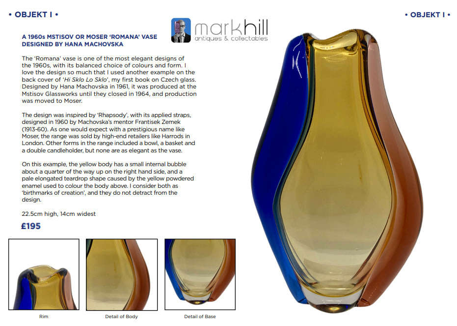 * AN ICON OF CZECH ART GLASS, A MOST ELEGANT VASE DESIGNED BY HANA MACHOVSKA FOR MSTISOV IN 1960