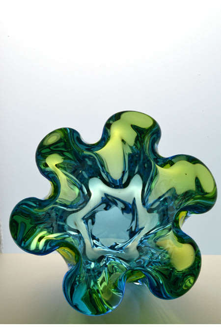 CZECH ART GLASS CHRIBSKA SCULPTURAL VASE DESIGNED BY PROF JOSEF HOSPODKA IN THE EARLY 1970s