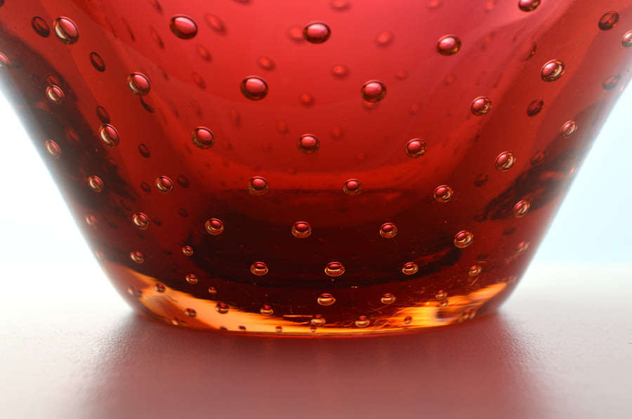 * RARE & DAZZLINGLY BEAUTIFUL CZECH ART GLASS BOWL WITH CONTROLLED BUBBLES BY JIRINA ZERTOVA IN 1960