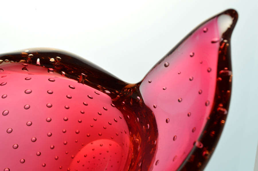 * RARE & DAZZLINGLY BEAUTIFUL CZECH ART GLASS BOWL WITH CONTROLLED BUBBLES BY JIRINA ZERTOVA IN 1960