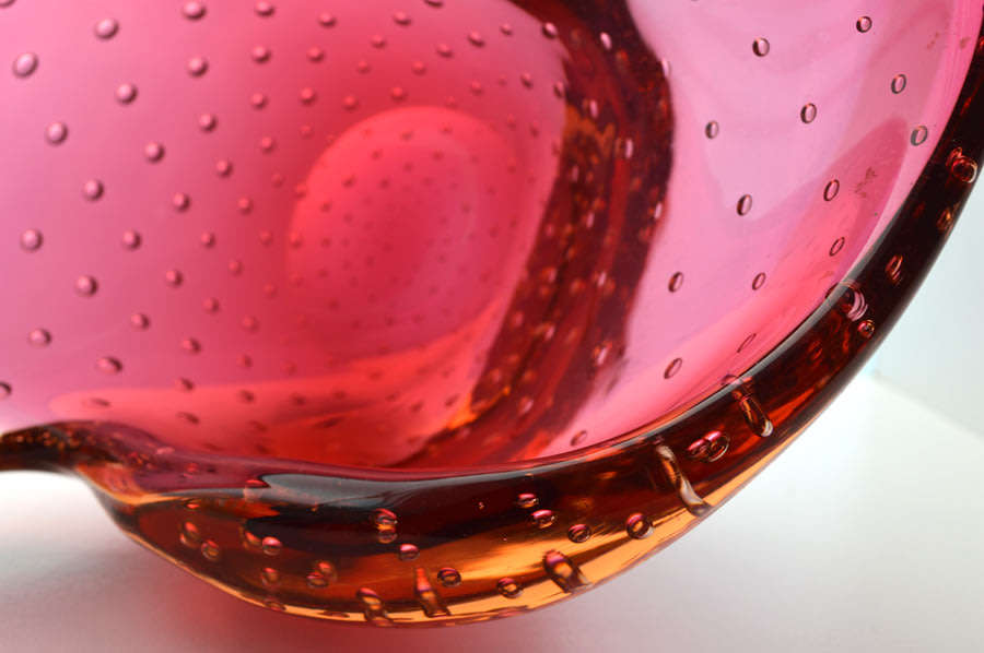 * RARE & DAZZLINGLY BEAUTIFUL CZECH ART GLASS BOWL WITH CONTROLLED BUBBLES BY JIRINA ZERTOVA IN 1960