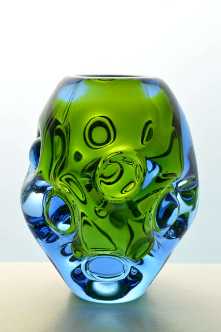ABSOLUTELY MAGNIFICENT THICK-WALLED SKRDLOVICE VASE, DESIGNED BY EMANUEL BERANEK (ATTR) IN 1950s
