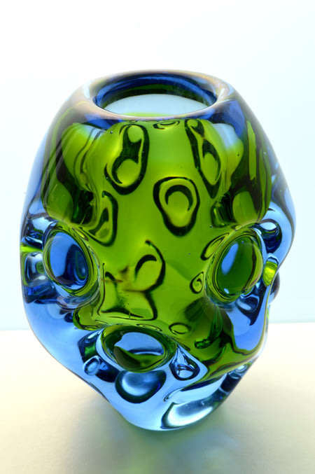 ABSOLUTELY MAGNIFICENT THICK-WALLED SKRDLOVICE VASE, DESIGNED BY EMANUEL BERANEK (ATTR) IN 1950s