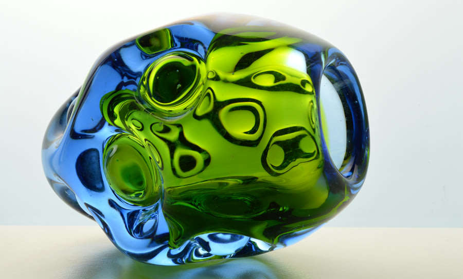 ABSOLUTELY MAGNIFICENT THICK-WALLED SKRDLOVICE VASE, DESIGNED BY EMANUEL BERANEK (ATTR) IN 1950s