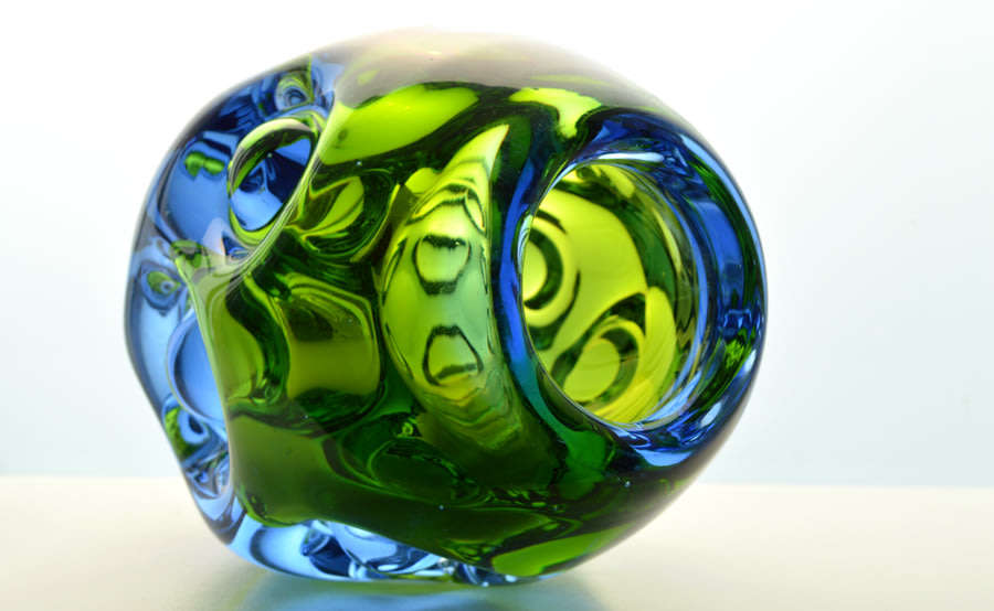 ABSOLUTELY MAGNIFICENT THICK-WALLED SKRDLOVICE VASE, DESIGNED BY EMANUEL BERANEK (ATTR) IN 1950s