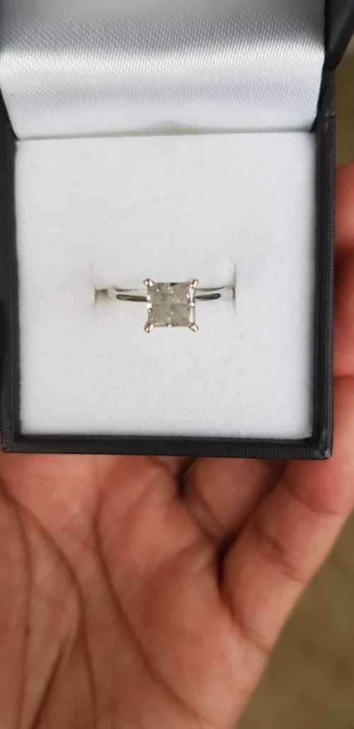 1ct  Princess Cut Diamond Solitaire Ring