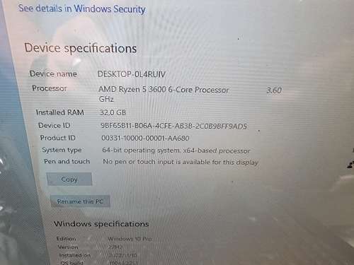 AMD Ryzen 5 3600 32GB DDR4 2666Mhz RAM 256GB Nvme SSD GeForce RTX 2060 1000W PSU