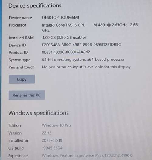 Dell Vostro 1540 i5-M480 4GB RAM 128GB SSD