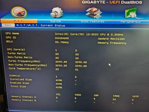 Gigabyte Desktop i3-3320 4Gb 1Tb HDD