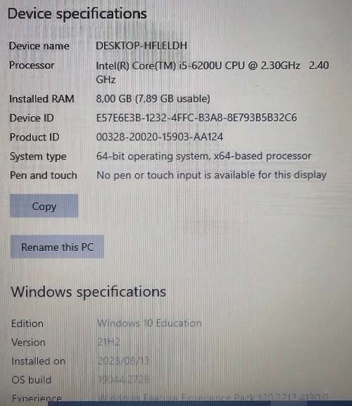 Dell Vostro 15 i5-6200U 8GB RAM 256GB SSD