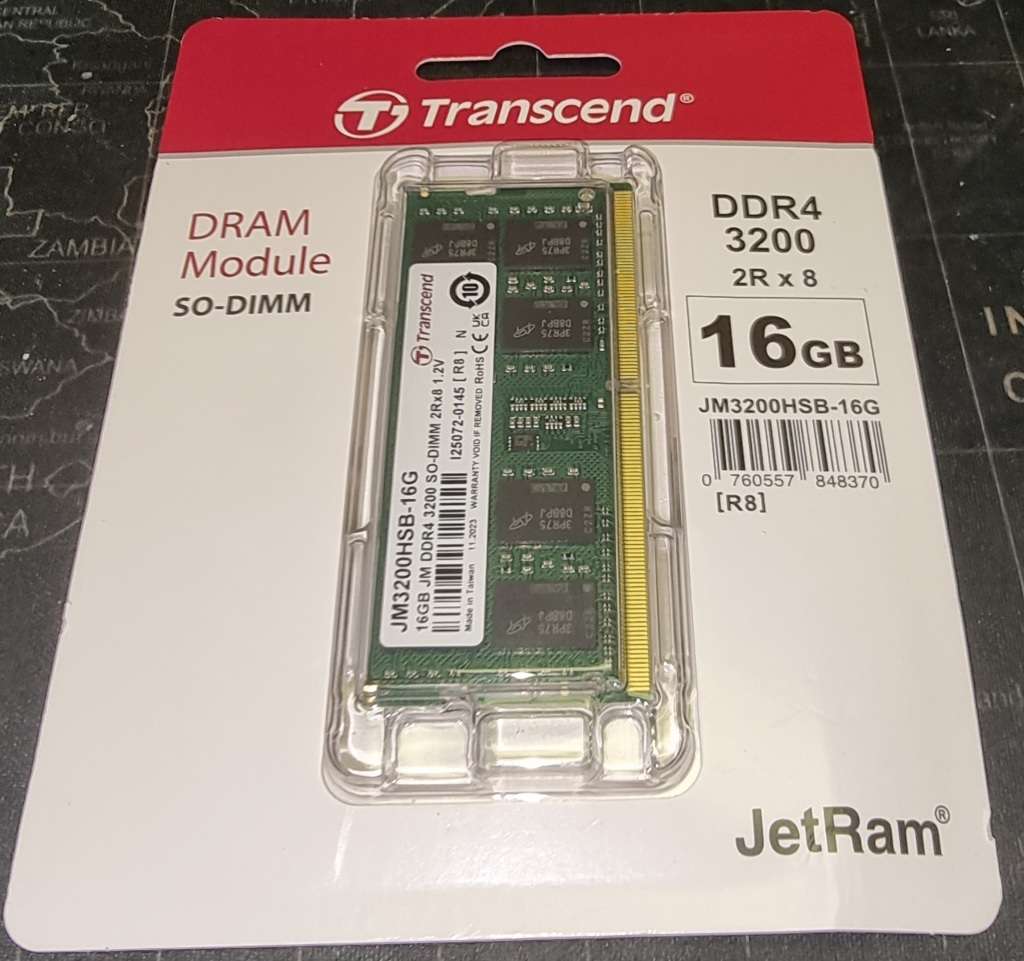 16GB Transcend DDR4 3200MHz SoDIMM laptop RAM
