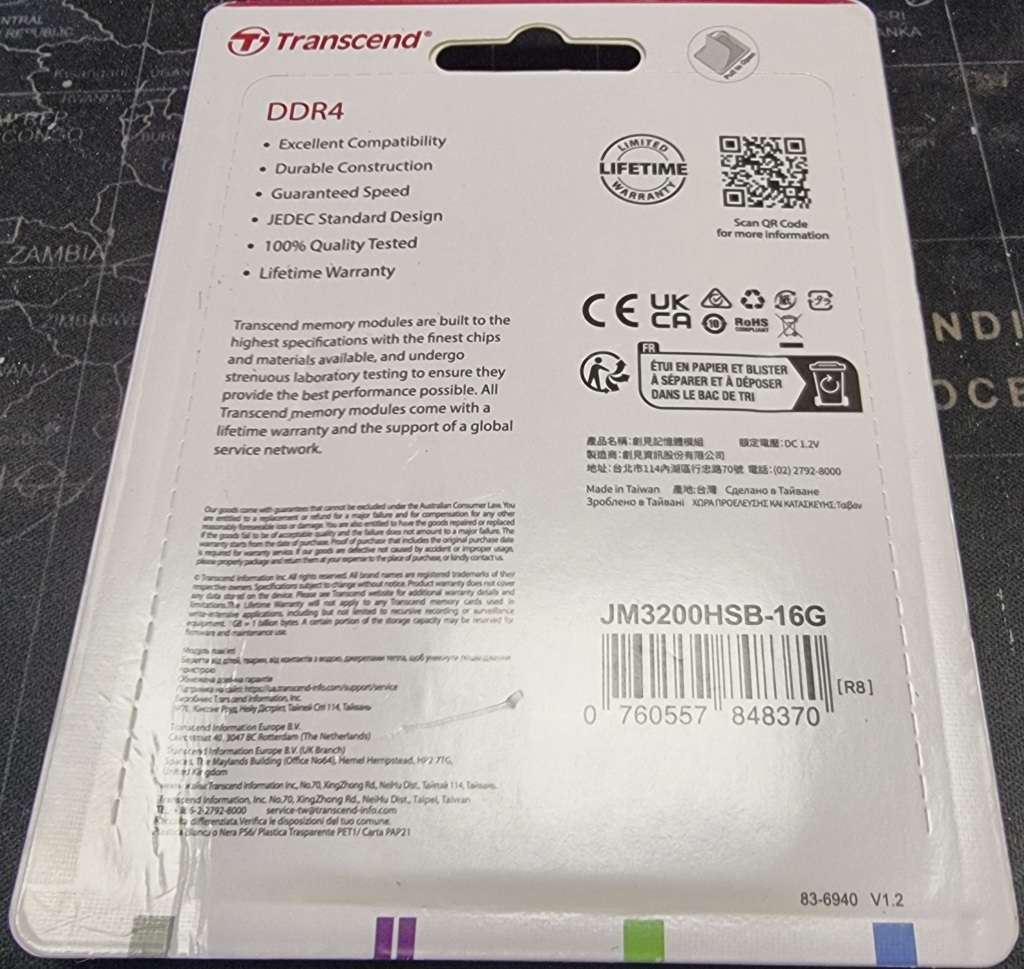 16GB Transcend DDR4 3200MHz SoDIMM laptop RAM