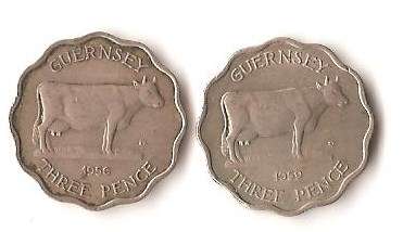 GEURNSEY  LOT OF 2 COINS (COWS)