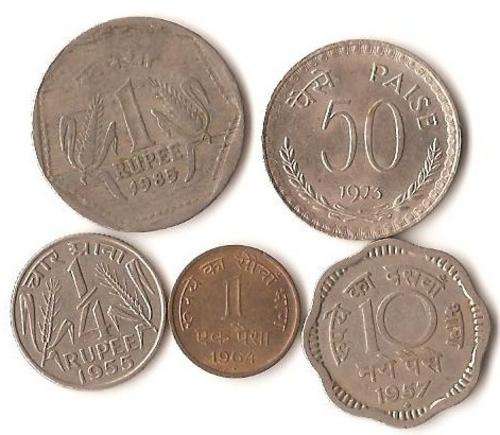 INDIA :  LOT OF 5 COINS