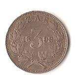 1893 ZAR 3d (TICKEY)-GOOD COIN WITH DETAIL