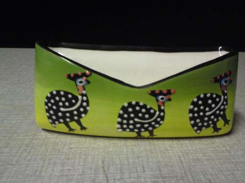 Business Card Holder green guinea fowl