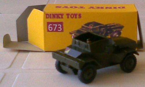DINKY SCOUT CAR 673 PLUS REPRO BOX