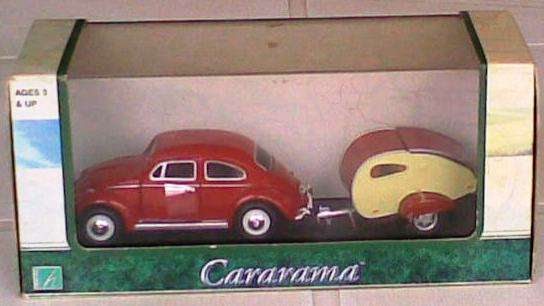 VW BEETLE WITH CARAVAN 1/43 SCALE CARARAMA MIB