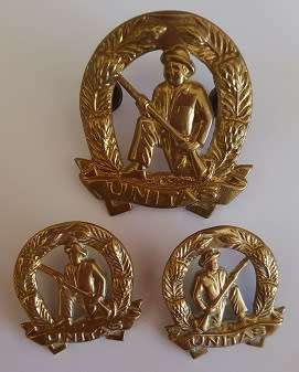 SADF Commando Brass Cap Badge and Collar Badges x 2