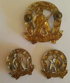 SADF Commando Brass Cap Badge and Collar Badges x 2