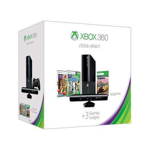 XBOX 360 BLACK 250GB + KINECT NEW E-SERIES SUPER SLIM + 3 GAMES