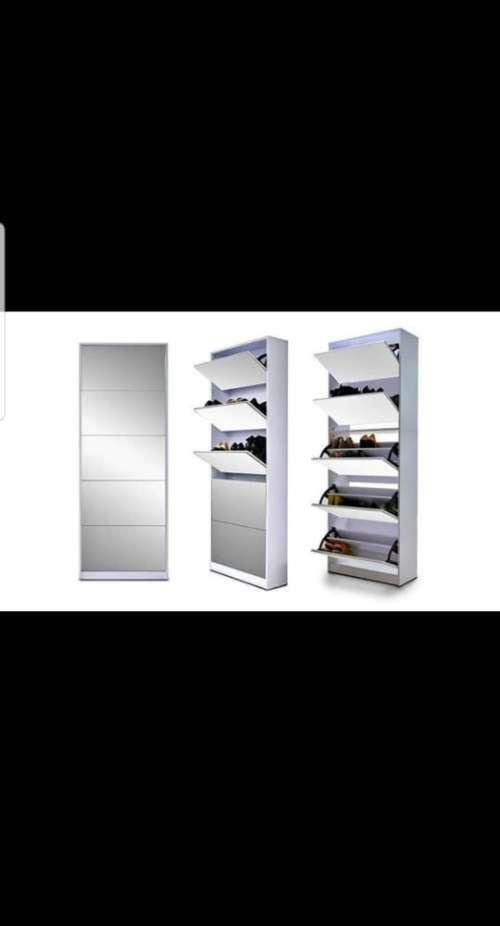 Mirror Shoe Cabinet - 5 Tier