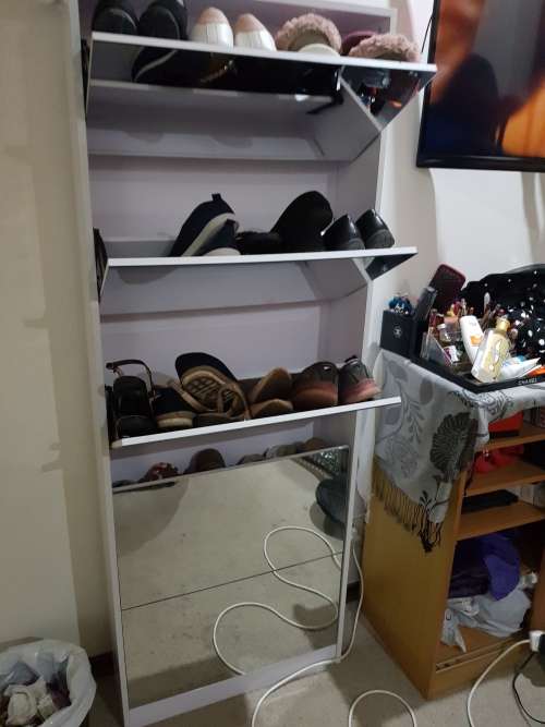 Mirror Shoe Cabinet - 5 Tier