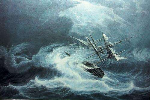 William John Huggins (1781 - 1845) Watercolour Pastel Print "The Wreck of the Clyde 1826