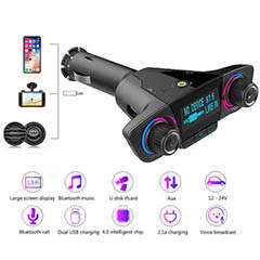 Bluetooth FM Transmitter for Car Wireless Radio Adapter Kit Dual USB Charger