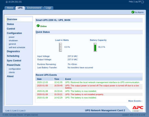 APC Smart-UPS XL 2200VA + 2 x APC Smart-UPS XL 48V Battery Pack + sensors (NO RESERVE)