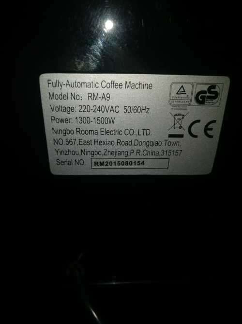 Rooma A9 Fully Automatic Coffee Machine with Fridge (NO RESERVE)