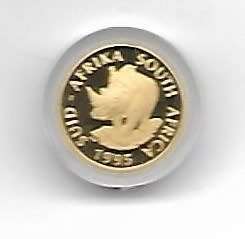 R1 AUCTION - 1995 1/10TH 24CRT GOLD - NATURA - RHINO - PROOF IN SA MINT BOX