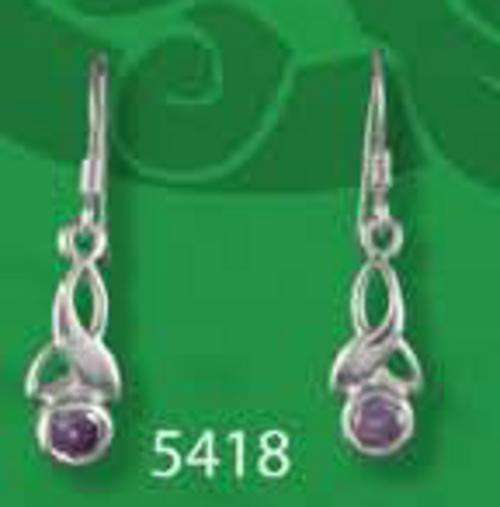 Celtic knot with Amethyst Earrings 925 Sterling Silver Boxed